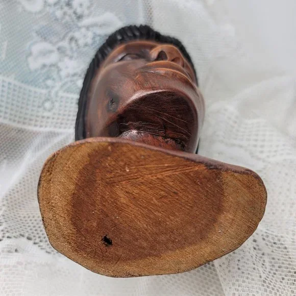 Vintage Hand Carved Woman's Head Figurine - Picture 9 of 9